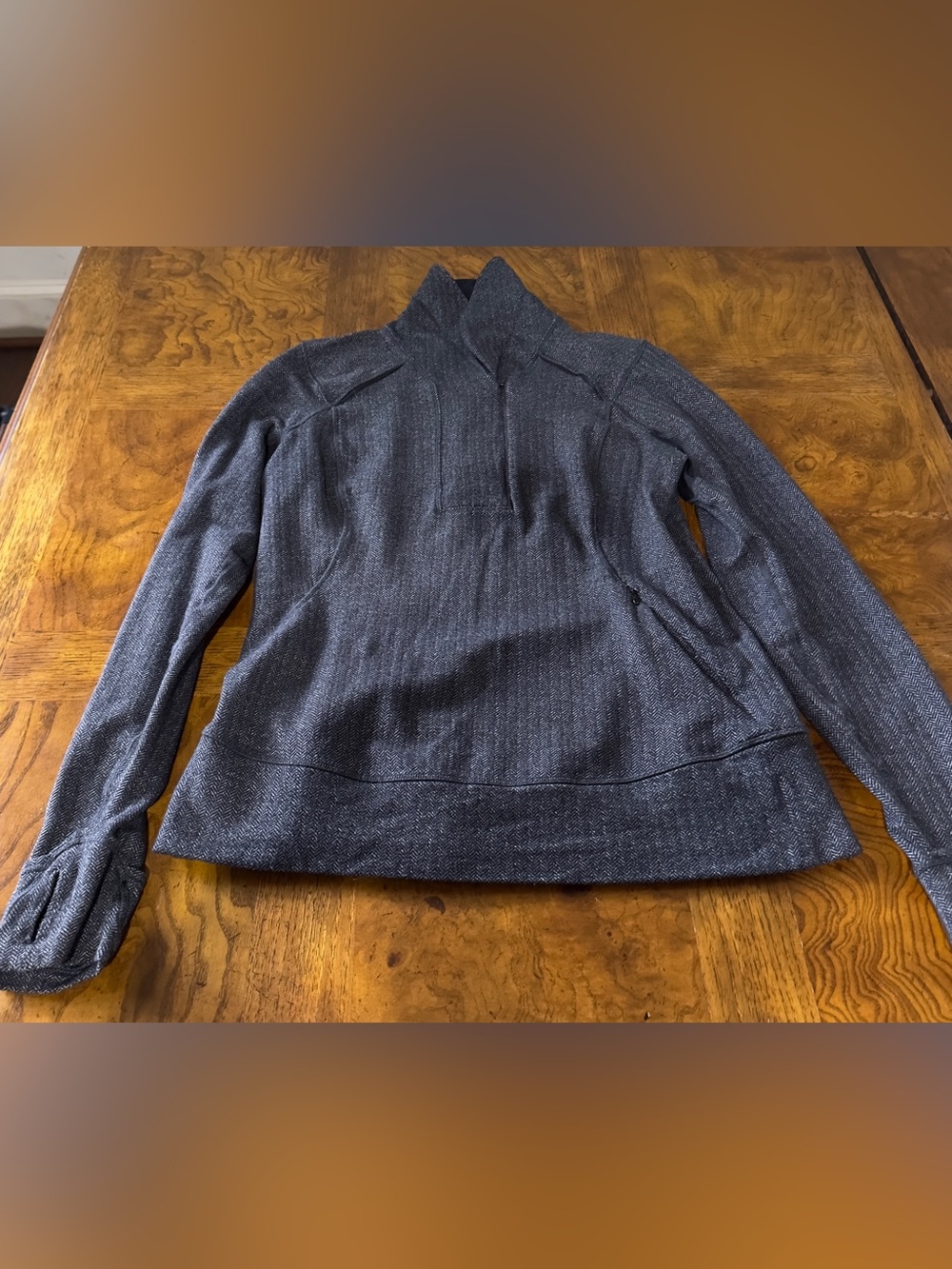 Vintage Lululemon Think Fast Pullover half quarter zip Gray Herringbone Black